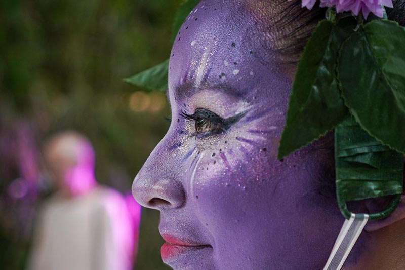 Mujer artista, representa en su maquillaje las flores y naturaleza